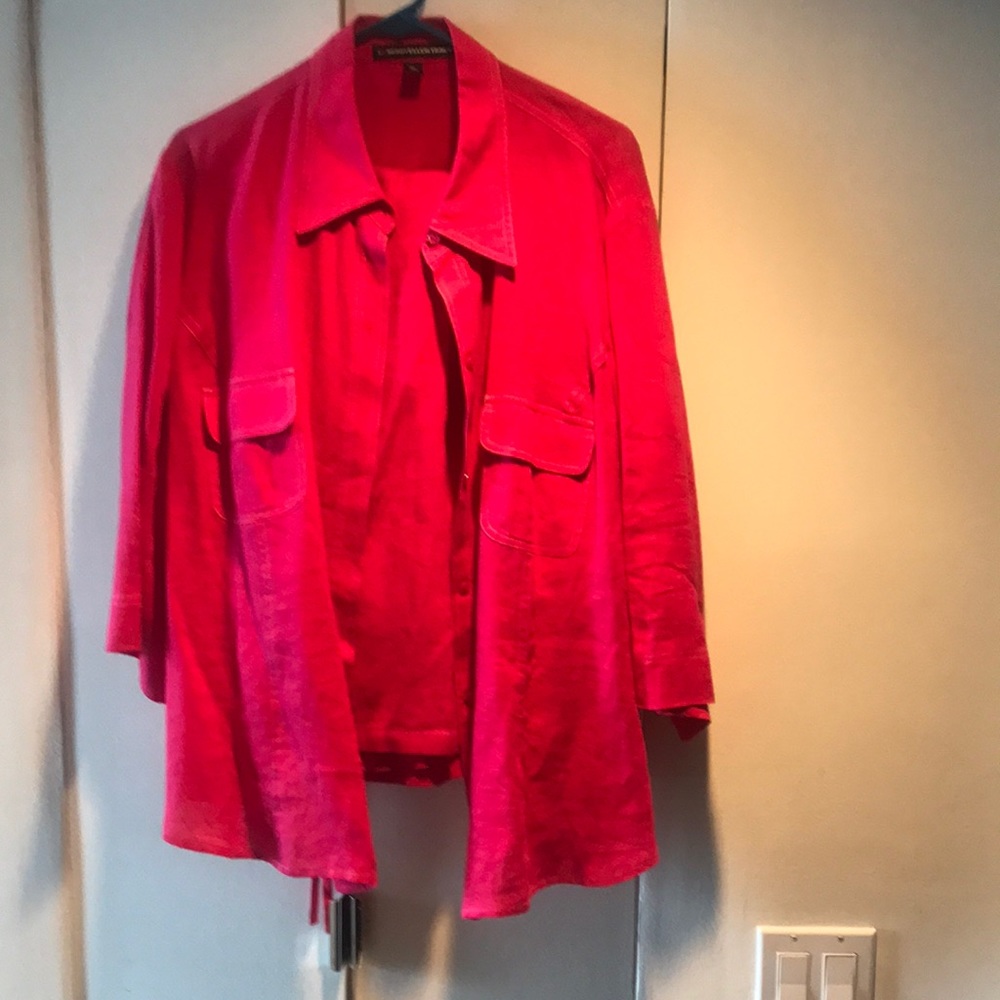 Company Ellen Tracy Hot Pink Linen Shirt and Pants